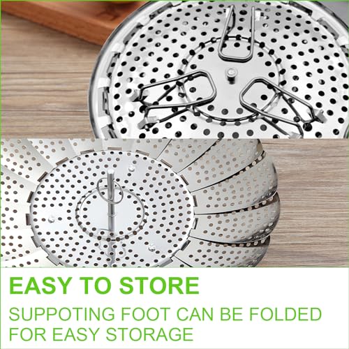 FOFAYU Vegetable Steamer Basket for Cooking, Stainless Steel Veggie Fish Food Steamer Basket, Folding Expandable Steamers to Fit Various Size Pot