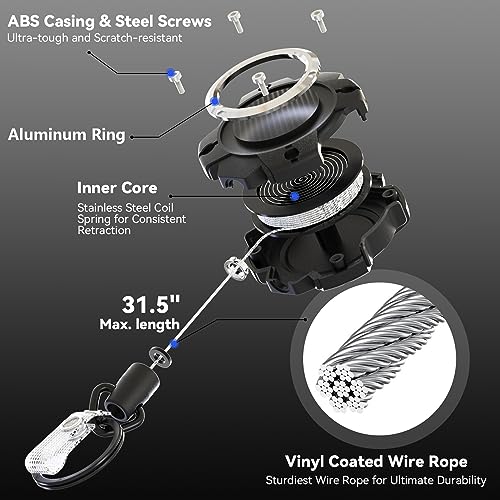 LIUGX Retractable Badge Holder with Belt Clip, Heavy Duty Carabiner Keychain,Durable ID Card Holder (Holds 4 Cards), Carbon Fiber-Texture, with 31.5”Badge Reel Key Chain, 10,000+ Rebound, Silver-Black - color: Belt Clip Ver.silver