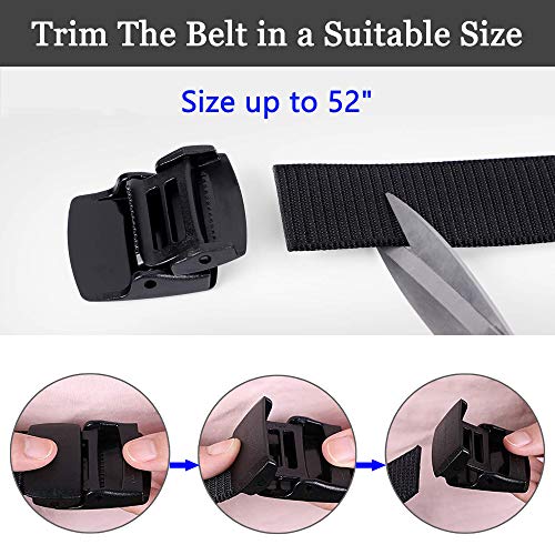 Mile High Life | Nylon Web Belt | Outdoor Military Belt | TSA Safe Buckle Plastic/Metal - color: 530black-navy-olive 3pc