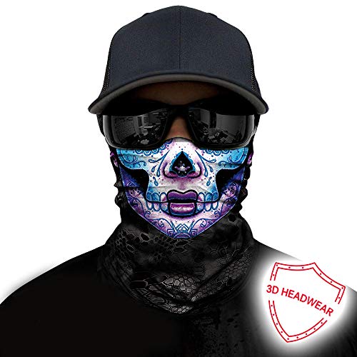 Obacle Skull Face Mask for Women Dust Wind Sun Protection Rave Festival Riding - color: Women Purple Blue Face