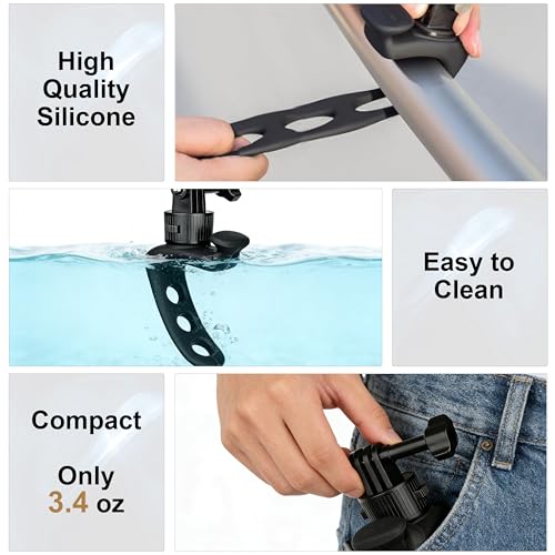 Quick Release 360° Flexible Camera Mount Wrap Band, Flexi Strap Mount, Bike Motorcycle Handlebar Roll Bar Tube Stick Pole Ski Clip Holder for GoPro/Insta360/DJI/Xtra Muse/AKASO Action Cameras - color: S5607