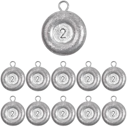 Disc Sinkers Fishing Weights Coin Weight Saltwater Fishing Weight sSinker Surf Fishing Inline Trolling Bottom Drifting Catfish Weight Sinker Fishing Tackle Gear 1oz 2oz 3oz 4oz 5oz 6oz 8oz - style: 2oz - 10pcs
