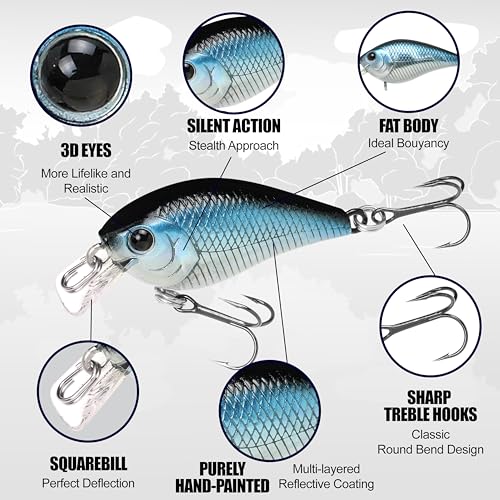 Lucky Craft LC 0.3 Squarebill Crankbait, Silent Fishing Lure for Bass Trout and Pike, Made in Japan, Freshwater Fishing Gear, Hard Bait Bass Lures - color: 517 All Table Rock Craw