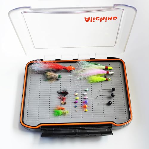 Alichino Fly Box for Fly Files Ice Jig Box Two Sided Waterproof Fly Fishing Box for Nymphs and Streamers (Grey Foam Insert C, Extra Large 11.8 * 8.4 * 2.2Inch) - size: Extra Large 11.8 * 8.4 * 2.2 Inch