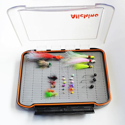 Alichino Fly Box for Fly Files Ice Jig Box Two Sided Waterproof Fly Fishing Box for Nymphs and Streamers (Grey Foam Insert C, Extra Large 11.8 * 8.4 * 2.2Inch) - size: Extra Large 11.8 * 8.4 * 2.2 Inch