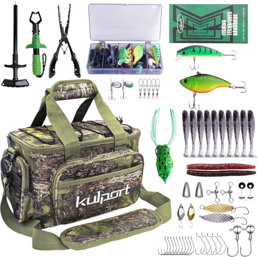 Fishing Shoulder Bag with Tackle Boxes, Fishing Sling Tackle Bag For Fishing Gear Storage With Fishing lures, Fishing pliers, Fish Lip Gripper, Fishing Gifts for Men - color: Tackle Bag with Full Kit