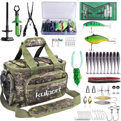 Fishing Shoulder Bag with Tackle Boxes, Fishing Sling Tackle Bag For Fishing Gear Storage With Fishing lures, Fishing pliers, Fish Lip Gripper, Fishing Gifts for Men - color: Tackle Bag with Full Kit