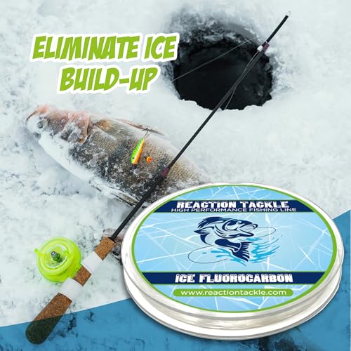 Reaction Tackle Ice Fishing Fluorocarbon Line - Fast Sinking, Abrasion Resistant, Low Visibility Leader and Main Line for Panfish, Trout, Walleye and Bass - size: 3 Lb (125 Yards)
