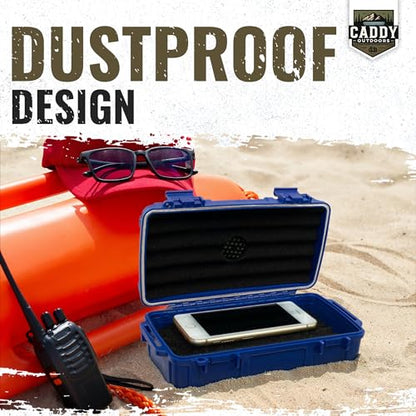 Waterproof Storage Case 1.2 L Capacity – Heavy-Duty Gear Box with Foam, Carabiner & Lanyard – Crushproof, Airtight Outdoor Container for Camping, Hiking, Fishing - color: Navy Blue