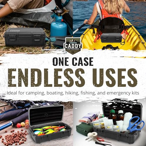 Waterproof Storage Case 1.2 L Capacity – Heavy-Duty Gear Box with Foam, Carabiner & Lanyard – Crushproof, Airtight Outdoor Container for Camping, Hiking, Fishing - color: Black