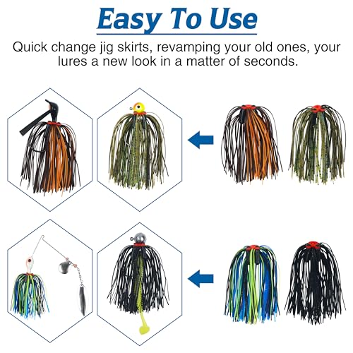 Silicone Spinnerbait Skirts Replacement Jig Skirts Kit with Tube Rattles, 12/18/24 Bundles DIY Fishing Lures Buzzbait Spoon Blade Squid Jig Fly Tying Material - size: 24pcs