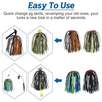 Silicone Spinnerbait Skirts Replacement Jig Skirts Kit with Tube Rattles, 12/18/24 Bundles DIY Fishing Lures Buzzbait Spoon Blade Squid Jig Fly Tying Material - size: 6pcs