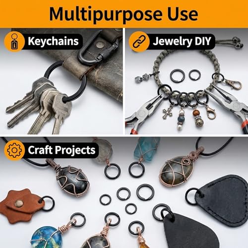 Fishing Split Rings Kit: 250pcs Heavy Duty Steel Fishing Lure Making Ring Fishing Hook Connector Tackle - color: Black Split Set