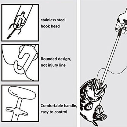 Tbest Fishing Hook Remover Stainless Steel T Shaped Quick Needle Remover Extractor Fish Hook Removing Tools Saltwater Freshwater - size: Small
