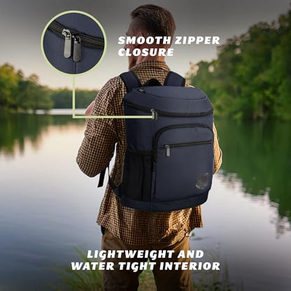 Mossy Oak MLF Fishing Cooler Backpack - Major League Insulated Leak Proof Beverage Coolers Bag - color: Navy