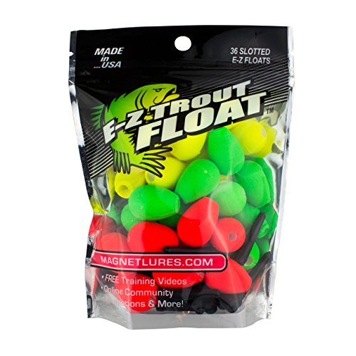 Trout Magnet E-Z Trout Floats - 36 Easy to Adjust Slotted Fishing Bobbers - Freshwater and Saltwater Teardrop Fishing Strike Indicators - Made in The USA by Leland's Lures - Ultra-Responsive Floats - size: 36 pack