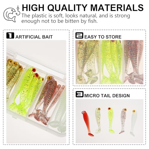 HEMOTON 30pcs Soft Paddle Tail Fishing Lures with T-Tail, Vivid Simulation Artificial Fish Baits with Scented Soft Plastic, Fishing Accessory Kit for Freshwater and Saltwater Random Color