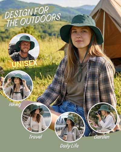 Water-Resistant Sun UPF 50+ Bucket Hat Protection Packable Brimmed Boonie for Women Men Summer Lightweight Hiking Outdoor Cap - color: Blue Gray