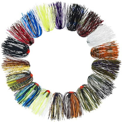 OROOTL Silicone Jig Skirts Spinnerbait Skirt Replacement Bass Fishing Lures for DIY Spinner Baits Buzzbaits Squid Jig Accessories - color: D-Skirts-18pcs