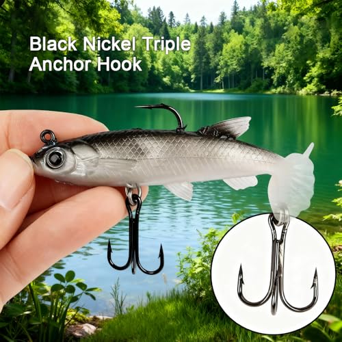 5PCS Soft Fishing Lures Shad Minnow Swimbaits PreRigged Jig Heads Paddle Tail Swim Baits for Bass Trout Walleye Crappie Sinking Jigs Bait for Men Saltwater Freshwater Fishing Gifts