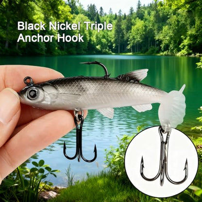 5PCS Soft Fishing Lures Shad Minnow Swimbaits PreRigged Jig Heads Paddle Tail Swim Baits for Bass Trout Walleye Crappie Sinking Jigs Bait for Men Saltwater Freshwater Fishing Gifts