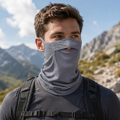 Sun Protection Face Mask with Neck Cover, Cooling Breathable Ear Loop Neck Gaiter for Fishing Cycling Running - color: Gray