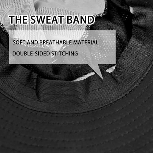 Sun Hats for Men Women Fishing Hat UPF 50+ Breathable Wide Brim Bucket Hats Summer UV Protection Safari Hat with Neck Flap - color: Black (With Face Cover)