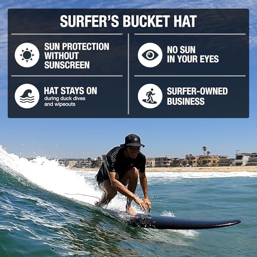 Surf Bucket Hat with Chin Straps - Stays On for Wipeouts and Duck Dives - Sun Protection Without Messy Sunscreen - size: Large
