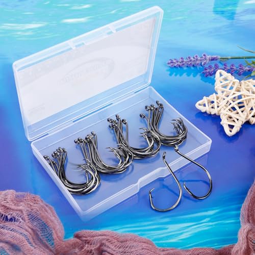 UCEC Circle Hooks Fishing Hooks 2X Strong Offset Circle Hooks Saltwater Black High Carbon Steel Octopus Catfish Hooks Fishing Gear Tackle 150pcs/ 240pcs - Size:#1 1/0 2/0 3/0 4/0 5/0 6/0 8/0 - color: Silver One Size, size: 40pcs, 4/0