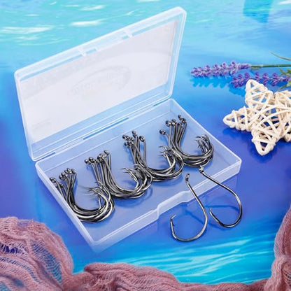 UCEC Circle Hooks Fishing Hooks 2X Strong Offset Circle Hooks Saltwater Black High Carbon Steel Octopus Catfish Hooks Fishing Gear Tackle 150pcs/ 240pcs - Size:#1 1/0 2/0 3/0 4/0 5/0 6/0 8/0 - color: Silver One Size, size: 40pcs, 4/0