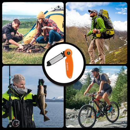 Pristis UltraGrit Pro Survival Knife Sharpener, 9 in 1 Outdoor Kit, Multi Gear with Fire Starter Whistle Compass, Hunt Fish Camp Hike Adventure Tactical Tool, Portable Grinding File for Knife Hook
