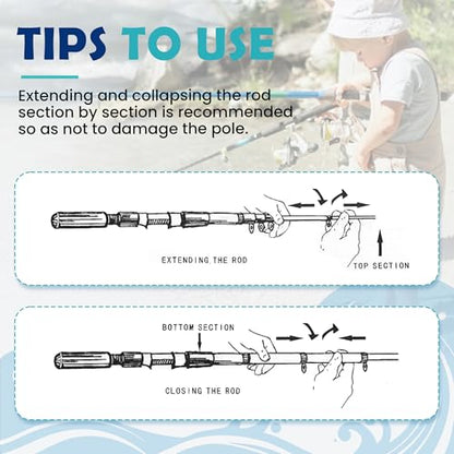 Kids Fishing Pole, Portable Telescopic Kids Fishing Poles for Boys Girls Youth, Fishing Rod and Reel Combo - color: Turquoise+Mint Blue