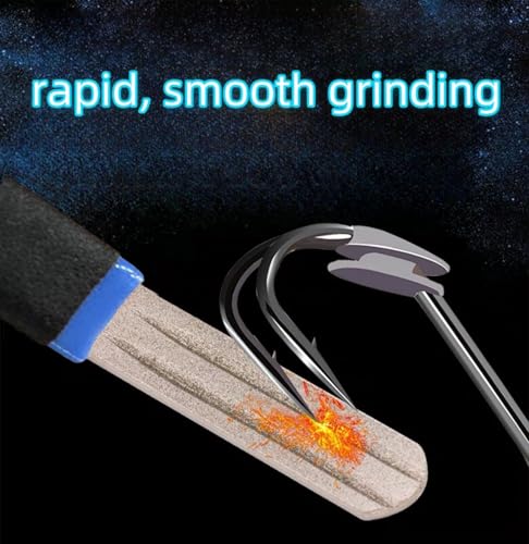 1 Piece Fishing Hook Sharpener Diamond File with Handle, Portable Double-Sided Fine and Medium Grit Hook File for Sports Fishing