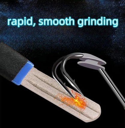1 Piece Fishing Hook Sharpener Diamond File with Handle, Portable Double-Sided Fine and Medium Grit Hook File for Sports Fishing