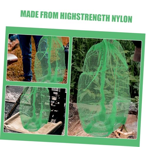 SUPVOX Portable Nylon Fishing Net Bag with Drawstring, 100x60cm Collapsible Fish Keeper Net for Outdoor Live Fish Storage and Crab Catching