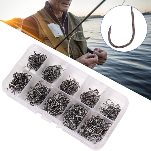 500Pcs Fishing Hooks Set – High Carbon Steel Sharpened Barbed Circle Hooks in Assorted Sizes 3 to 12 for Freshwater and Saltwater Fishing - size: 3#-Flat Head
