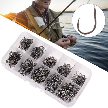 500Pcs Fishing Hooks Set – High Carbon Steel Sharpened Barbed Circle Hooks in Assorted Sizes 3 to 12 for Freshwater and Saltwater Fishing - size: 3#-Flat Head
