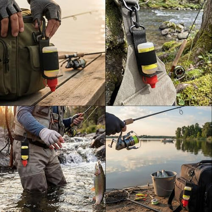 4 Pcs Dry Fly Fishing Floatant Caddy Holders Black Floatant Bottle Holder Attach to Fishing Vest Lanyard for Fish Floatants Access