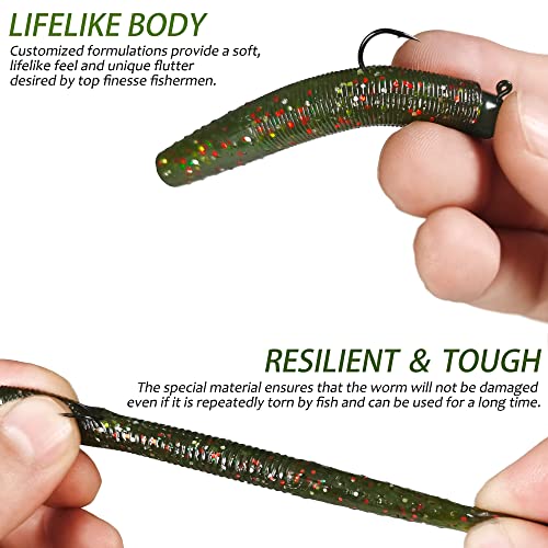 Ned Rig Jig Heads TRD Stick Worms Kit, 60, 35 Pack Ned Rig Lures Mushroom Jigs Finesse Soft Plastic Baits for Bass Fishing Freshwater Saltwater - color: 35 Pcs Ned Rig Lures
