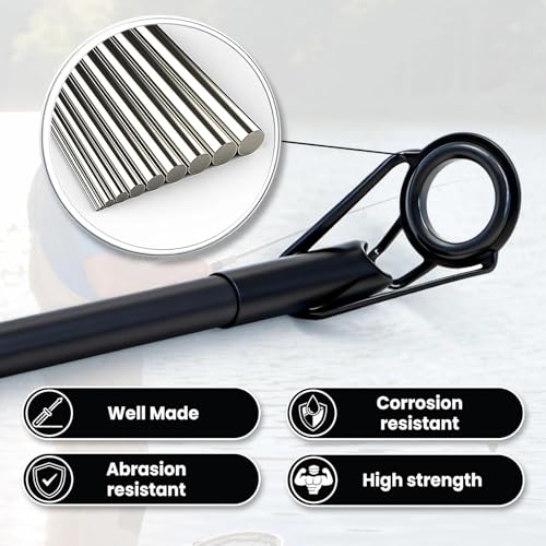 FishTrip Rod Tip Repair Kit, 20/60/70/90/230pcs Fishing Rod Tips Replacement Kit Stainless Steel Ceramic Guides Ring Fishing Pole Eyelets Repair Kit - color: B_90pcs