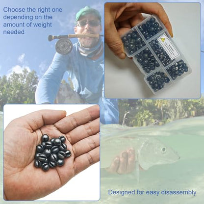 SANWEAL120PCS/200PCS Fishing Weights Sinkers - Premium Split ShotFishing Weights Sinkers - Round Removable Fishing Sinkers - 5/6 Sizes - style: Largeround /200