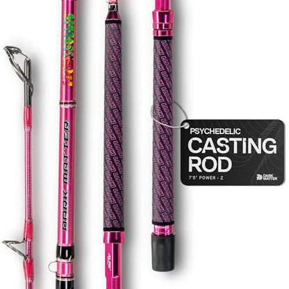 Dark Matter Psychedelic Casting Fishing Rods Medium Heavy Power X - High-Modulus M3 Carbon Nano Baitcaster Rod Saltwater and Freshwater Fishing Rods, 7ft Medium Heavy Baitcasting Rod - color: Pink, size: 7'0" Power - Z