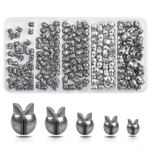 Split Shot Fishing Weights Sinkers, 200pcs Removable Fishing Line Weights and Sinkers for Freshwater Saltwater Bass Trout - size: 0.8g 1g 1.5g 2g 2.5g (Small-200pcs)