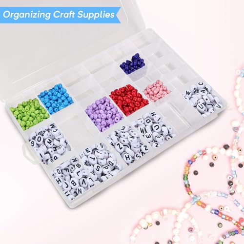 Guyuyii 2 Pack Bead Storage Containers with 36 Grids Adjustable Dividers | for Jewelry Making, Craft Organization, Diamond Painting, Compatible with Beads, Earrings, Small Hardware, Clear - size: 2 Pack 36 Compartments