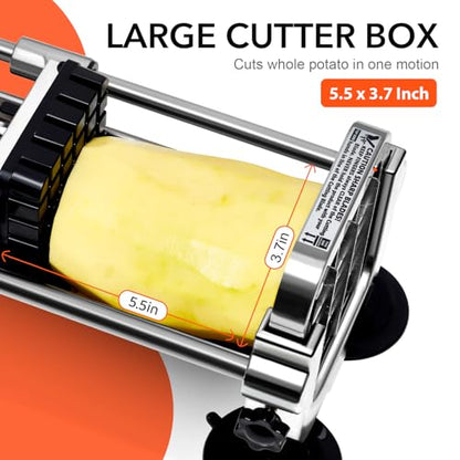 French Fry Cutter, Stainless Steel Potato Cutter with 1/2 Inch and 3/8 Inch Blades, (Manual Cutter, 1/2'' & 3/8'' Blade) - color: Manual Cutter, size: 1/2 Inch & 3/8 Inch