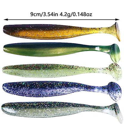 Paddle Tail Swimbaits,Soft Plastic Fishing Lures Swim Baits for Bass Fishing,30/50pcs with Box,Soft Plastic Swimbaits for Bass Trout Crappie Lures Kit for Saltwater Freshwater - color: C:3.54in/0.148oz-30pcs