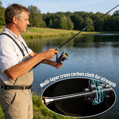 Alwonder Fishing Spinning Rod and Reel Combos, Carbon Fiber Telescopic Fishing Rod 4000 Spinning Reel Set Saltwater Freshwater with Jigs Spoon Spinner Sandeel Lures Line Gear Accessories Tackle - size: M - 2.1M/6.89FT