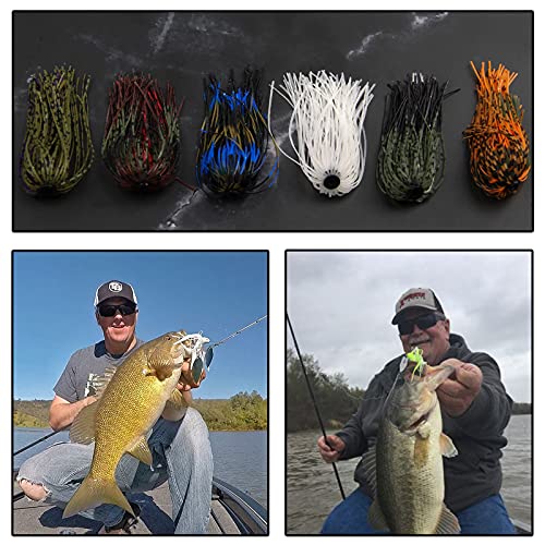 Silicone Jig Skirts Spinnerbait Skirts, 18 Bundles Bass Fishing Jigs Replacement Skirts Kit DIY Fishing Lures Rubber Skirts for Spinnerbaits Buzzbaits Squid Jig Accessories 50 Strands