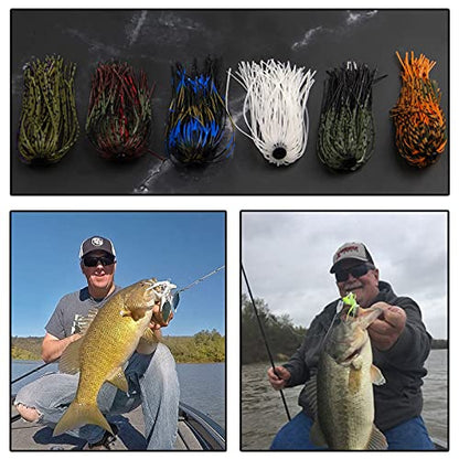 Silicone Jig Skirts Spinnerbait Skirts, 18 Bundles Bass Fishing Jigs Replacement Skirts Kit DIY Fishing Lures Rubber Skirts for Spinnerbaits Buzzbaits Squid Jig Accessories 50 Strands