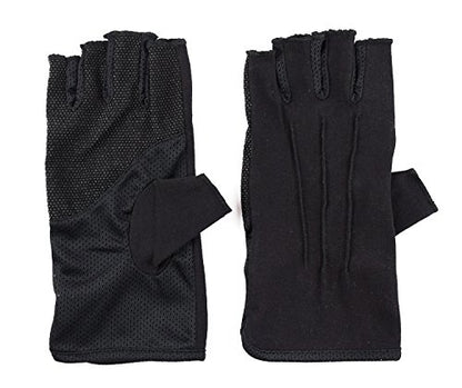 Mens Sunblock Fingerless Gloves Summer UV Protection Driving Cotton Gloves - color: Black